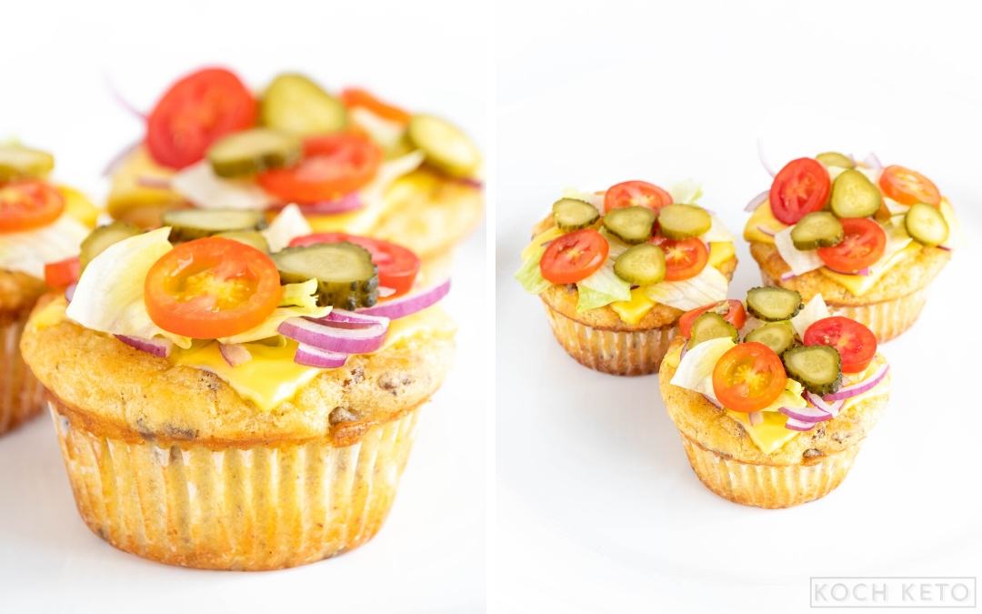 Leckere Low Carb & Keto Cheeseburger Muffins ohne Kohlenhydrate & ohne Mehl Desktop Featured Image