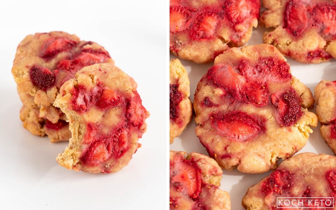 Saftige Low Carb Keto Erdbeer Kekse ohne Zucker & ohne Mehl Desktop Featured Image