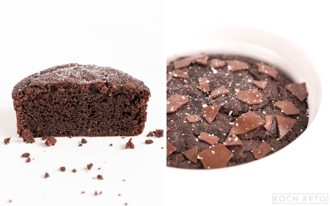 5-Minuten Low Carb Keto Schoko Brownie Tassenkuchen ohne Mehl & ohne Kohlenhydrate aus der Mikrowelle Desktop Featured Image