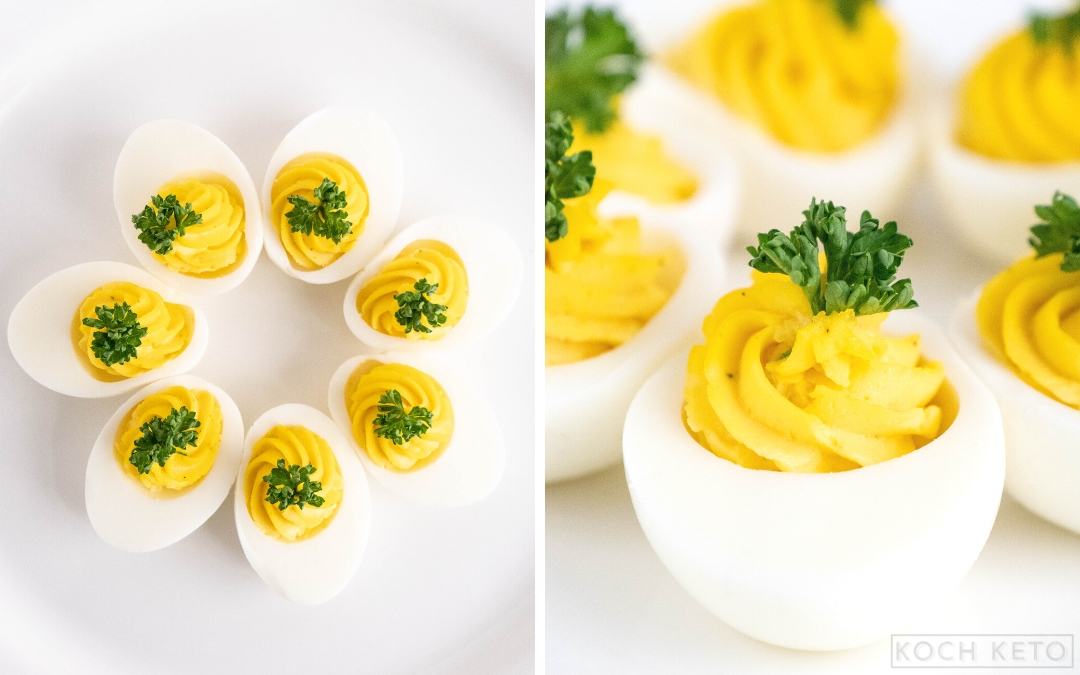 Einfache & Gesunde Low Carb Keto gefüllte Eier mit Mayonnaise Desktop Featured Image