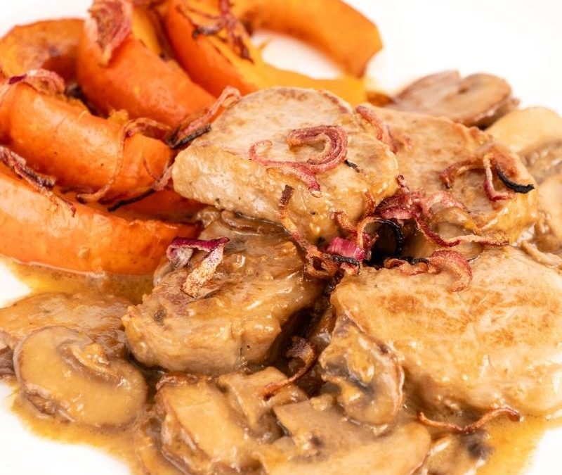 Low Carb Schweine-Medaillons in Champignon-Rahmsauce