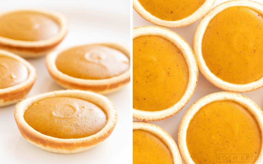 Mampfige Mini Low Carb Keto Pumpkin Pies ohne Zucker und ohne Mehl Desktop Featured Image
