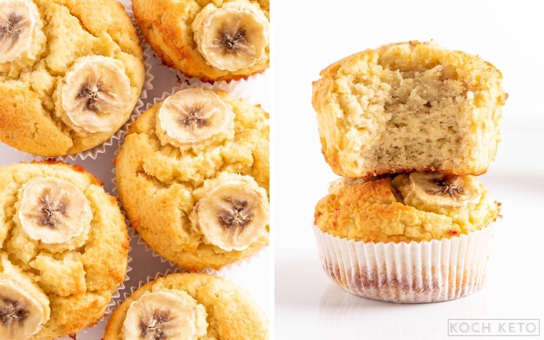 Saftige Low Carb Bananen-Muffins ohne Zucker und ohne Mehl Desktop Image Collage