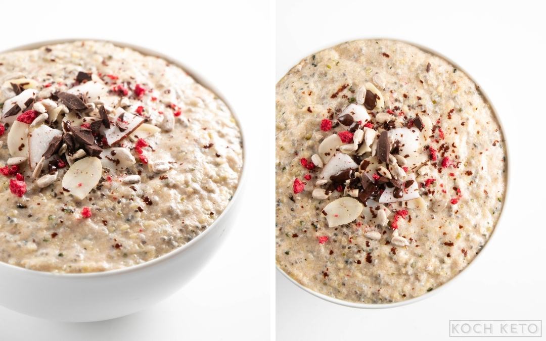 Super einfaches Keto Porridge ohne Kohlenhydrate - Low Carb Haferbrei ohne Haferflocken Desktop Featured Image