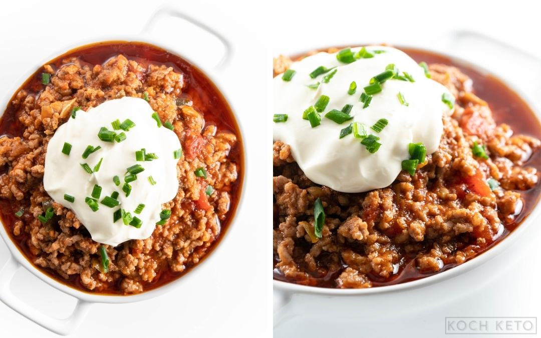 Amerikanisches Keto Chili con Carne ohne Bohnen und ohne mais Desktop Image Collage