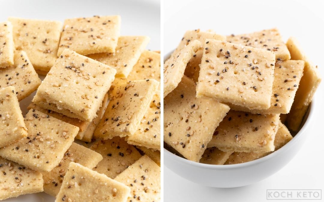 Knusprige Keto & Low Carb Sesam Cracker ohne Mehl und ohne Kohlenhydrate Desktop Image Collage