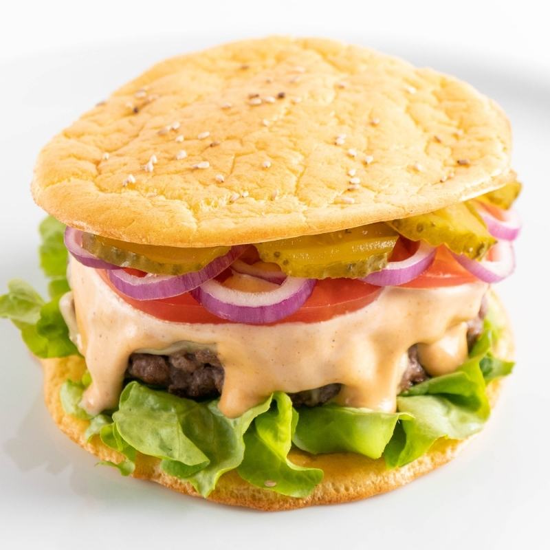Leckerer Keto Oopsie-Hamburger ohne Kohlenhydrate und ohne Mehl Mobile Featured Image