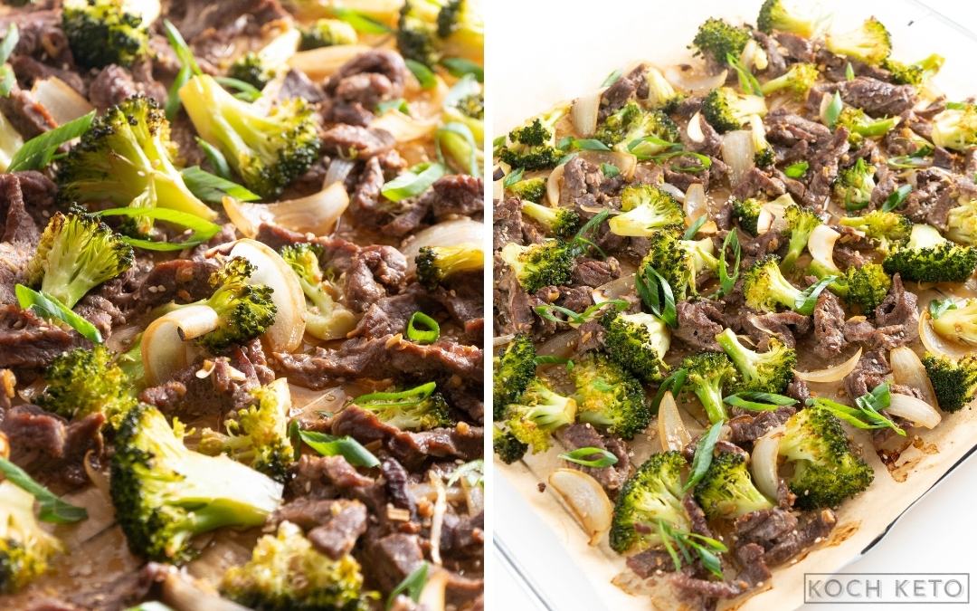 Asiatisches Keto Rinder-Brokkoli-Blech Abendessen ohne Kohlenhydrate Desktop Featured Image