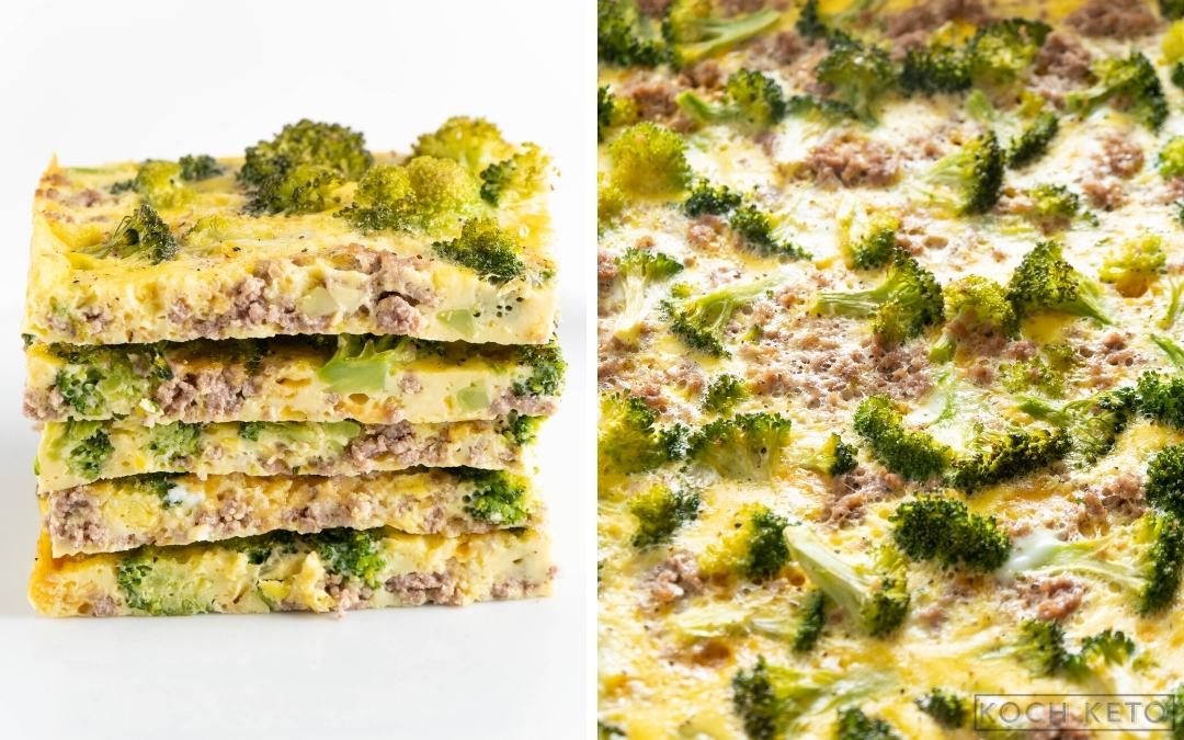 Einfaches Keto Frühstück: Low Carb Brokkoli-Hack-Frittata vom Blech ohne Kohlenhydrate Desktop Featured Image