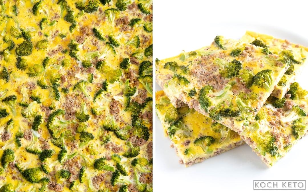 Einfaches Keto Frühstück: Low Carb Brokkoli-Hack-Frittata vom Blech ohne Kohlenhydrate Desktop Image Collage