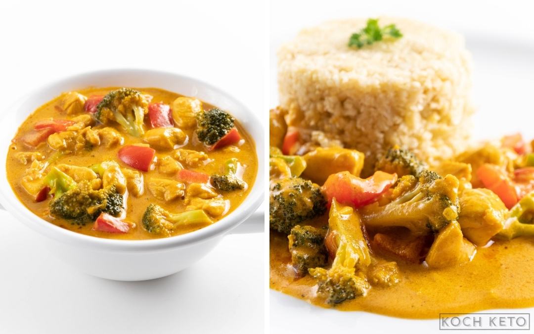 Leckeres Low Carb Hähnchen Curry mit Kokosmilch & Gemüse ohne Kohlenhydrate Desktop Featured Image