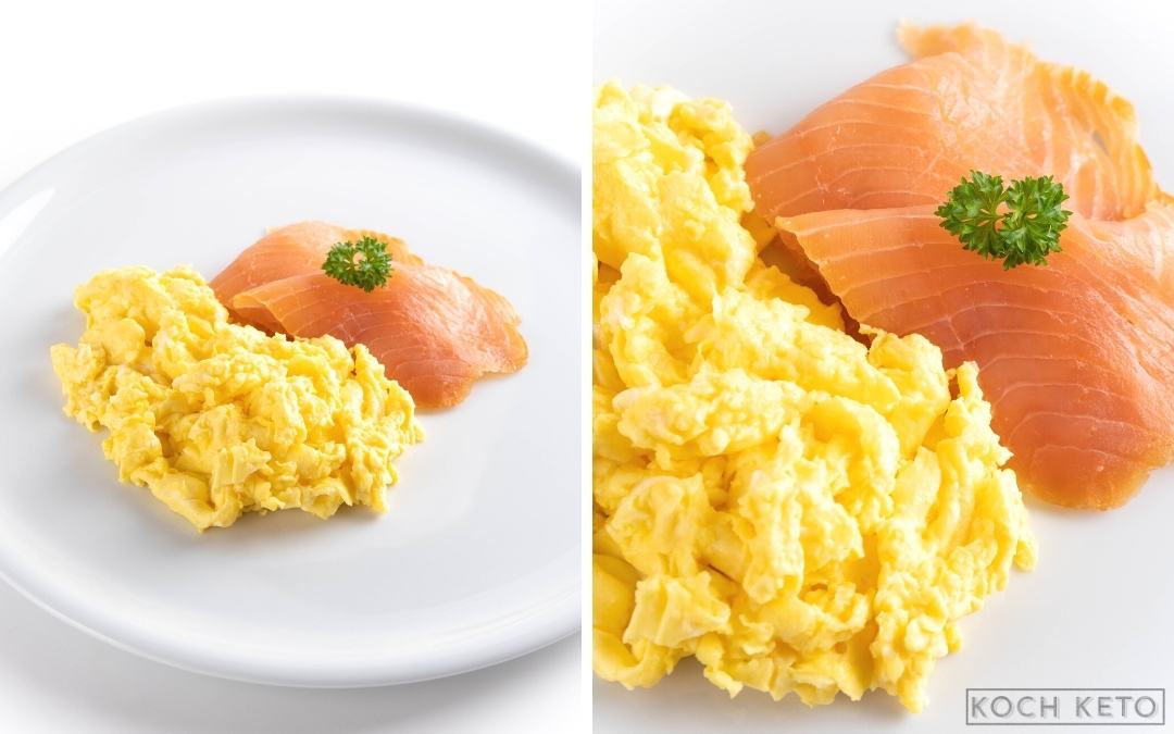 Einfaches Keto Rührei mit Räucherlachs zum schnellen Low Carb Frühstück Desktop Image Collage