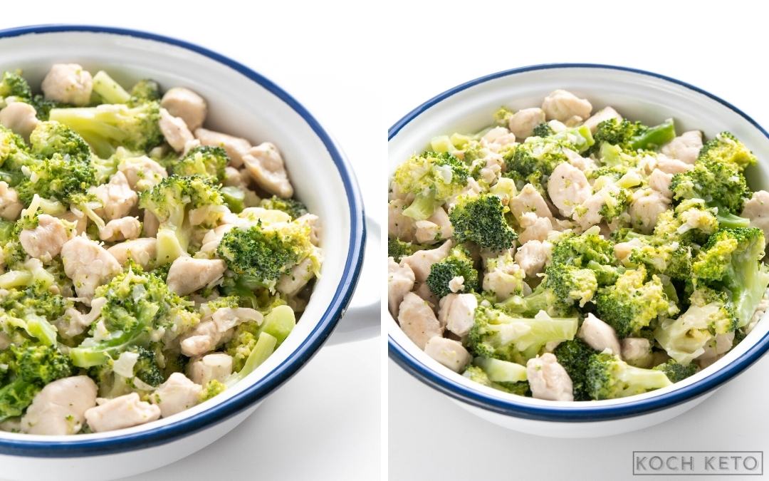 Schnelle Low Carb Hähnchen-Brokkoli-Pfanne ohne Kohlenhydrate zum ketogenen Mittagessen Desktop Image Collage