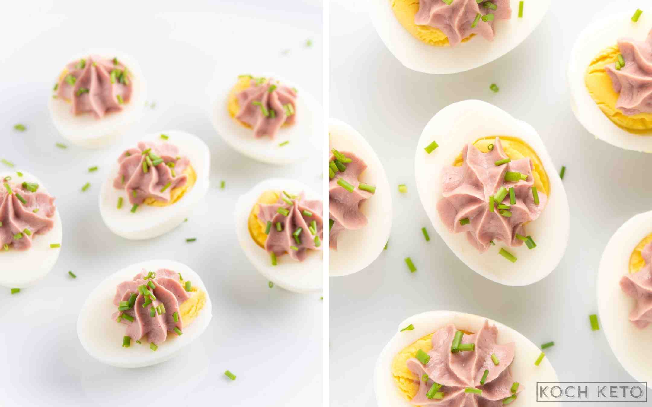 Nährstoffbombe & Keto Snack zum Abnehmen ohne Kohlenhydrate: Eier mit Leberwurst Desktop Image Collage