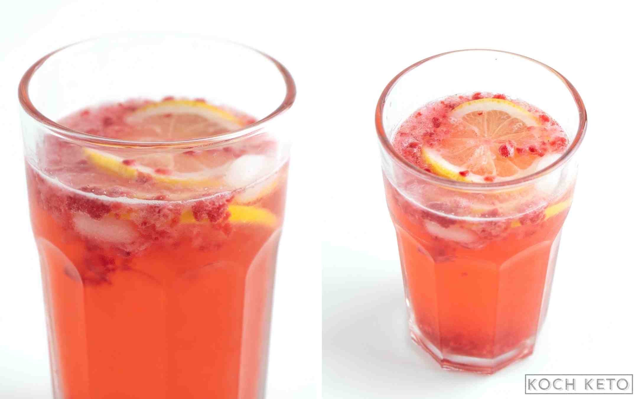 Erfrischende Low Carb Himbeer-Zitronen-Schorle ohne Zucker als Getränk ohne Kohlenhydrate Desktop Image Collage