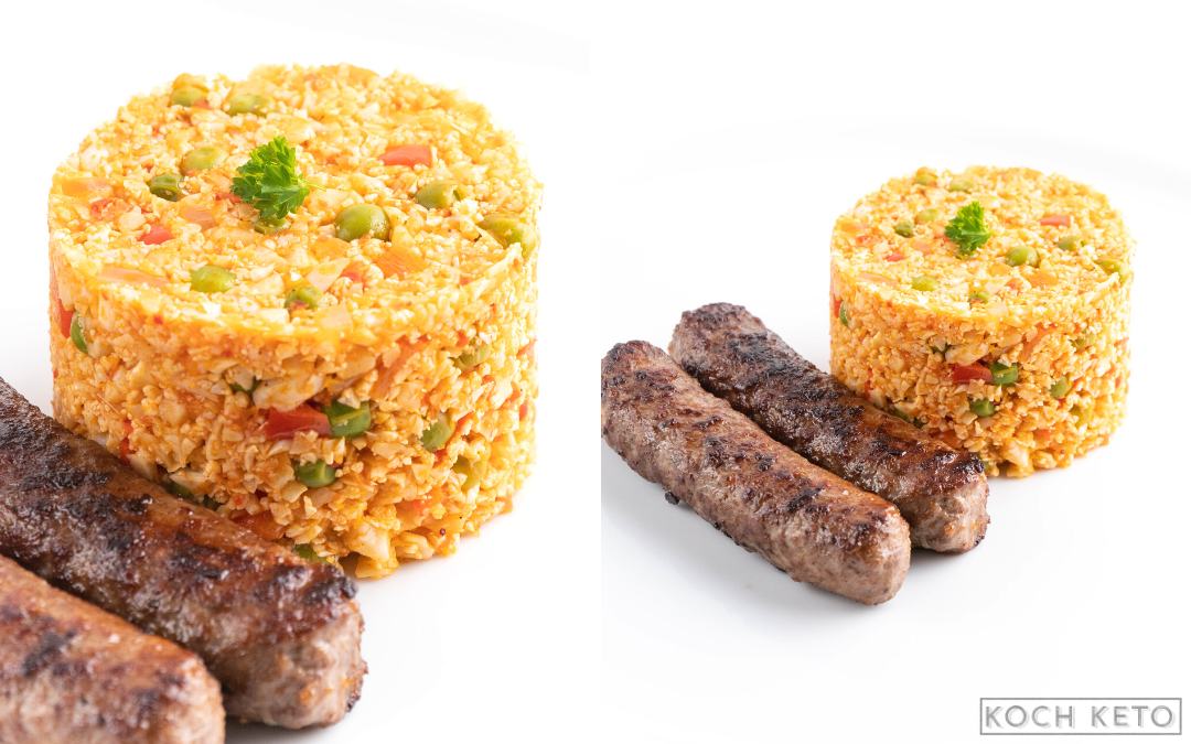 Mega leckere Low Carb Cevapcici mit Blumenkohl-Djuvec-Reis als ketogenes Mittagessen ohne Kohlenhydrate Desktop Featured Image