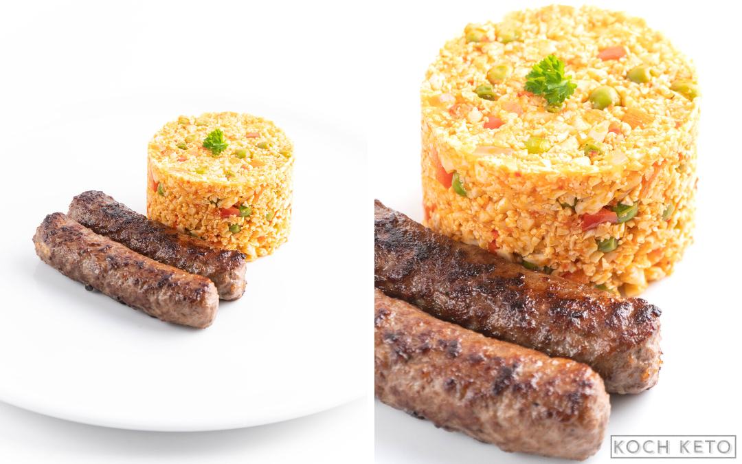 Mega leckere Low Carb Cevapcici mit Blumenkohl-Djuvec-Reis als ketogenes Mittagessen ohne Kohlenhydrate Desktop Image Collage